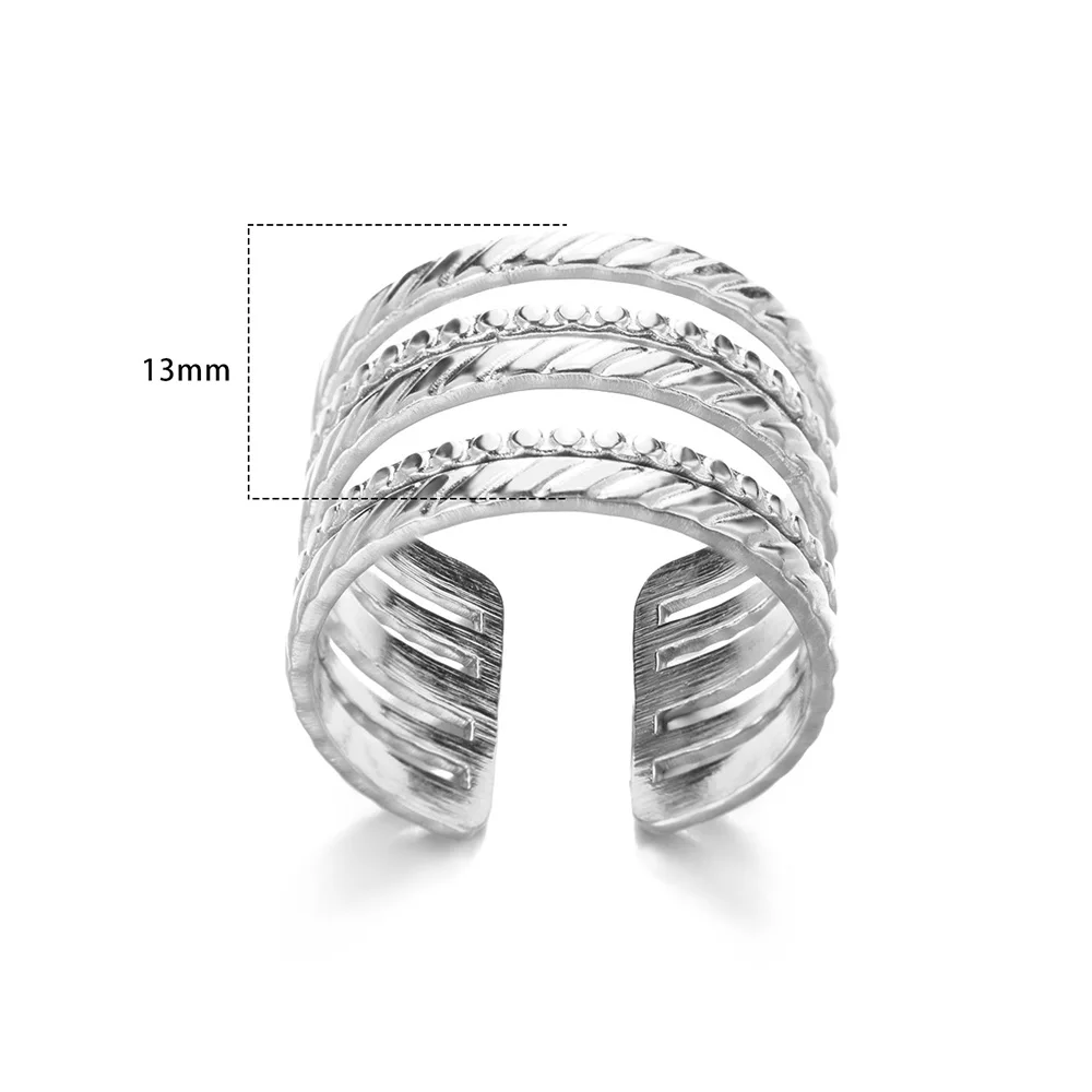 316L Edelstahl Ringe Für Frauen Geometrische Herz Breiten Ring Einstellbare Offenen Ring Mode Schmuck Valentinstag Geschenk – Detail 27