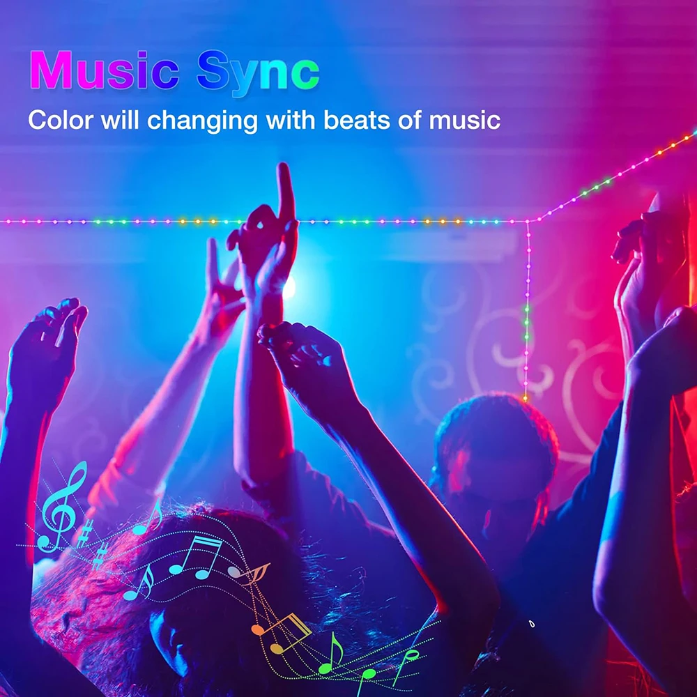 USB RGBIC Smart Fairy String Lights WS2812B Waterproof PVC Wire Bluetooth String Light Decoration For Christmas Party Wedding Home