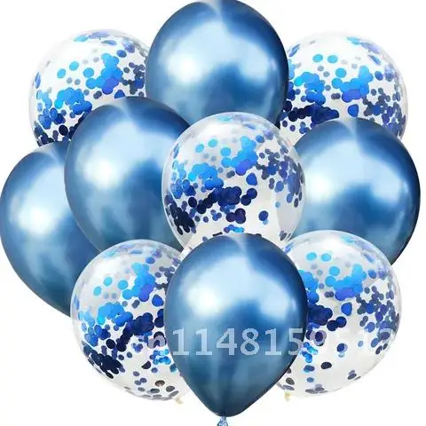 

10 шт., прозрачные металлические шары с конфетти