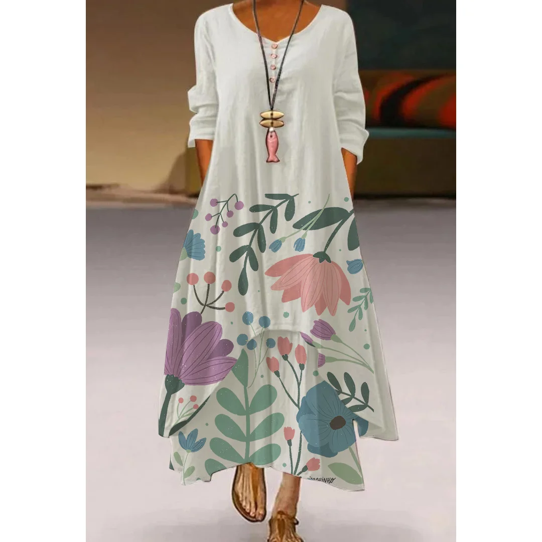 

2023 women's Long Summer Dresses Promotion Floral Evening Party Retro Printing Boho Sexy Lady Looes Maxi Female Robes Wedding