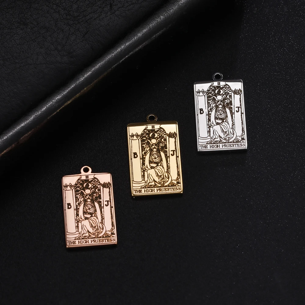 Dawapara Tarot Card Charms: Stainless Steel Magic Amulet Pendants