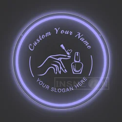 Personalized Pink LED Neon Sign with USB and Switch Control for Nail Salon and Home Décor (Dark Blue)