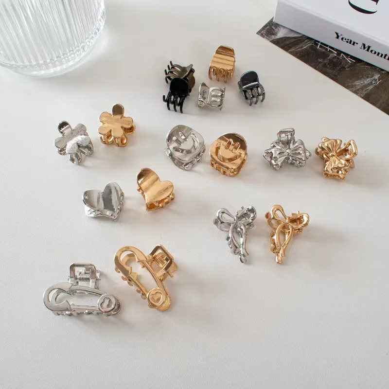 Metal Flower Mini Claw Clips for Women - Summer Bow Bangs Clips, Makeup Flyaway Fixing Tools, Shark Clips Hair Accessories