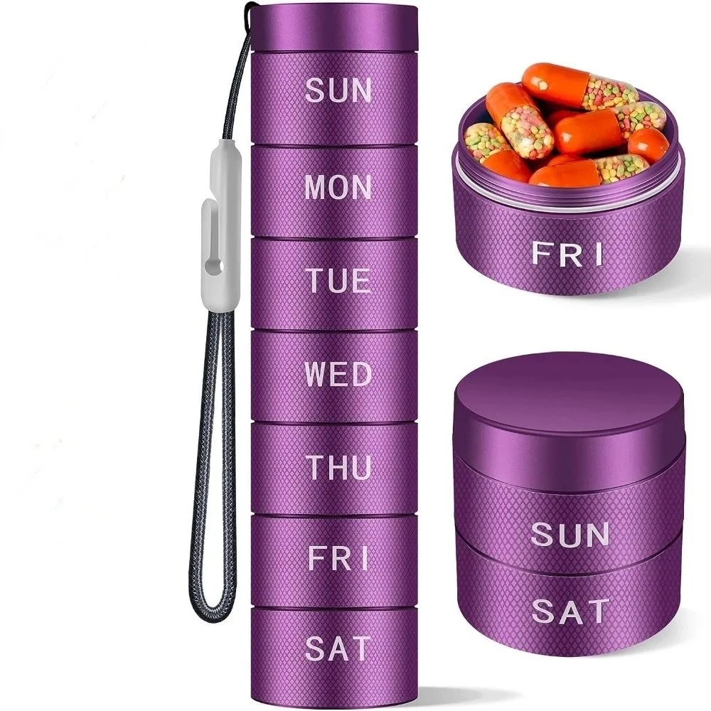 Portable Aluminium Travel Pill Organizer Moisture Proof 7 Day Pill Case Waterproof Daily Pill Box Travel