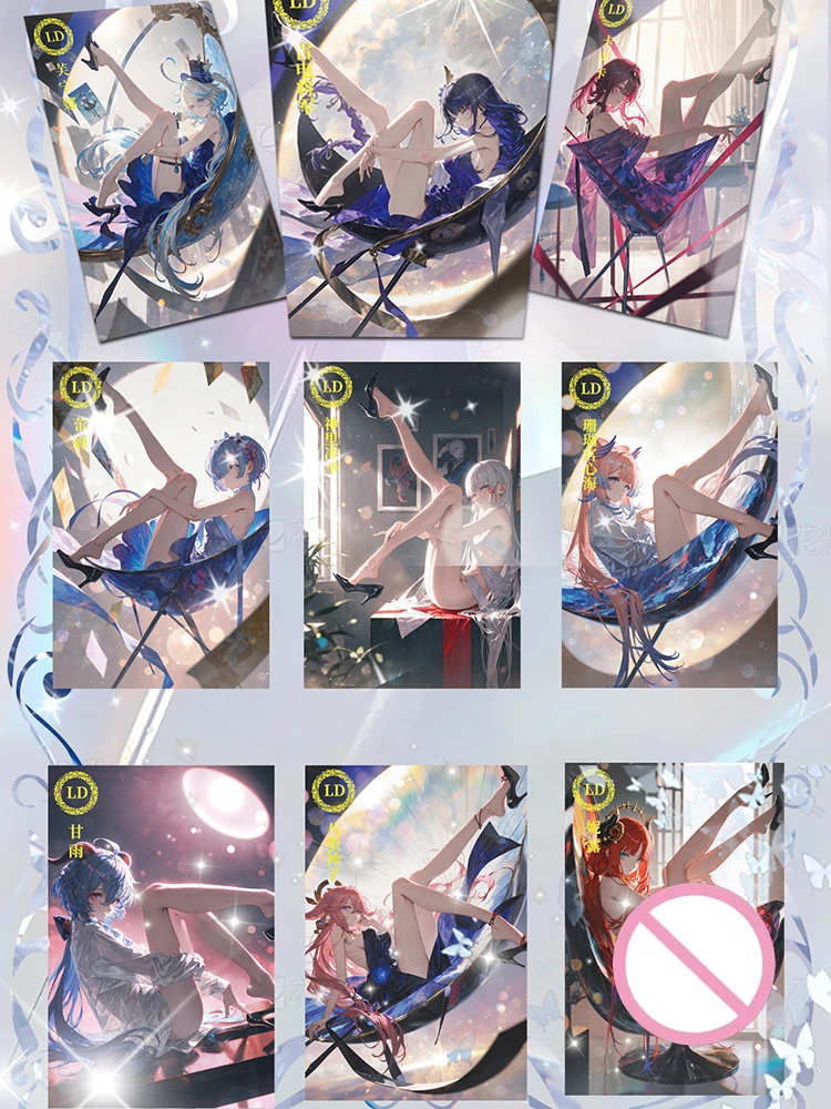 New A5 Size Waifu Board Ming Realm Hobby Goddess CCG Genshin Collection Doujin Hutao Rem Furina Ganyu Rare Card Toy Gift