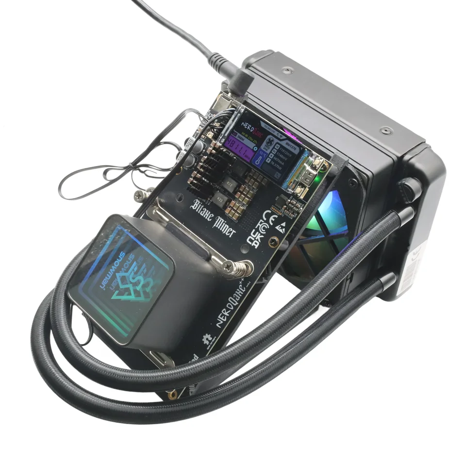 New NerdQaxe++ Hydro Rev 6.1 6T 100W BTC Miner 2.4G WiFi 16.5 J/TH