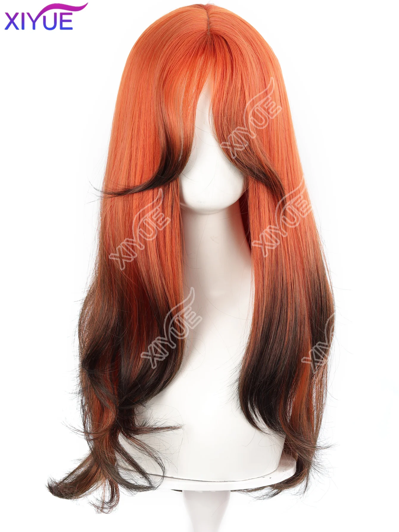 XIYUE Gradient Wig Women's Medium length Orange Gradient Black Wig Natural Appearance Synthetic Wig Daily Party Halloween
