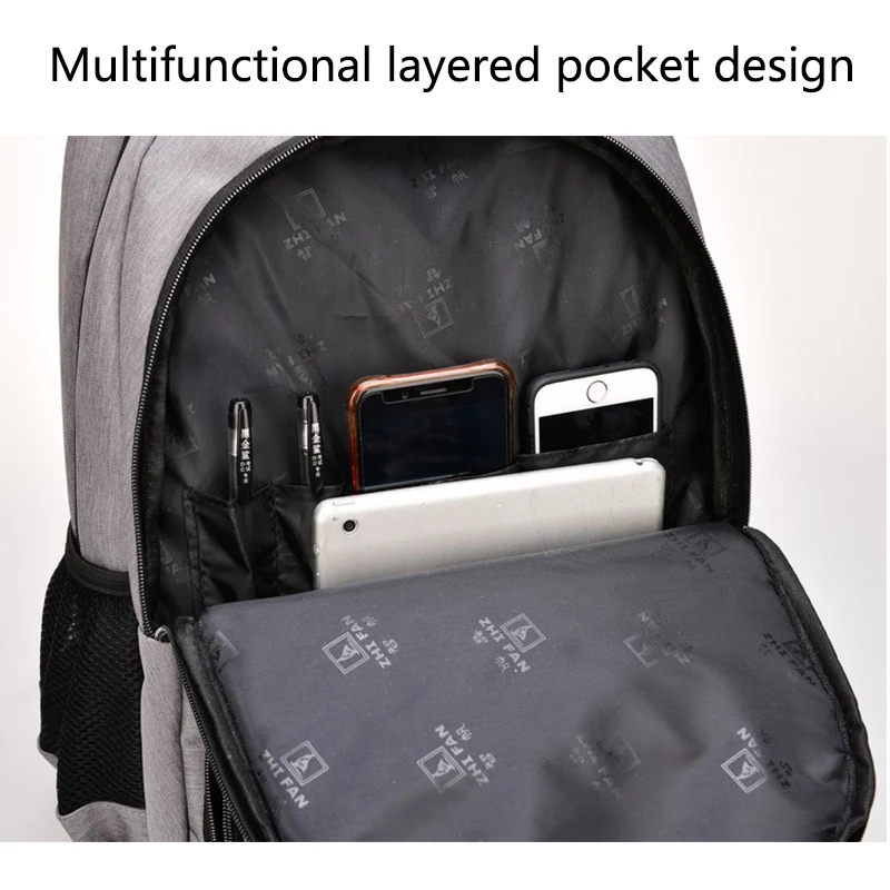 Big Capacity Men Backpack Laptop 15.6 Oxford Gray Solid High School Bags Teen College Student Back Pack Multifunctional Bagpack school backpack