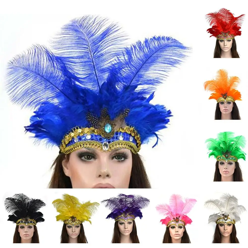 New Peacock Adults Feather Headdress Halloween Carnival Hair Accessories Hair Band