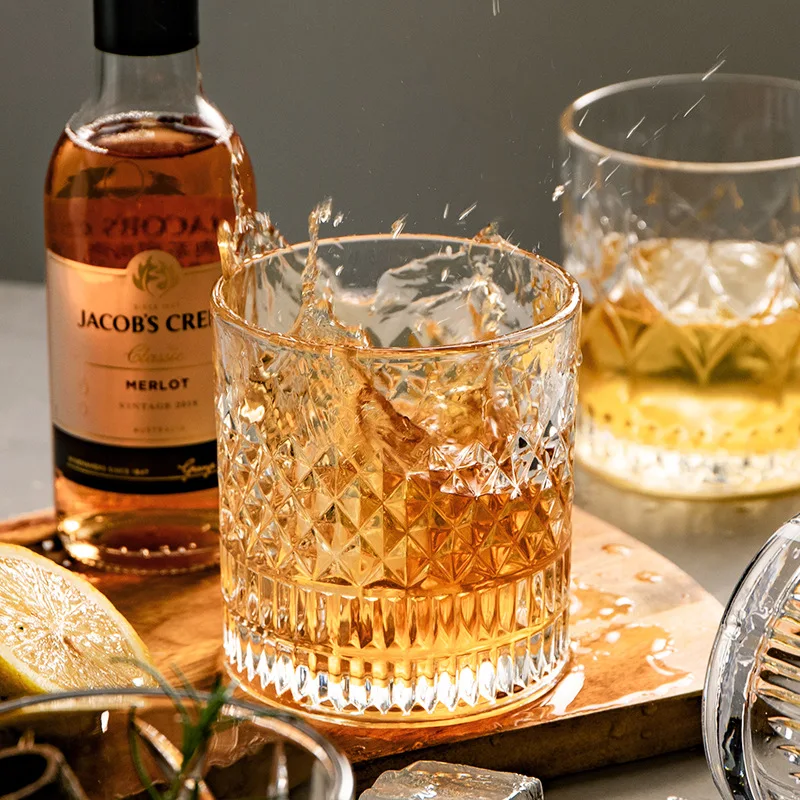 Modern European Style Aurora Bright Old Fashion Whisky Glass 3D Relief Whiskey Tumbler Vodka Wine Cup Cocktail Mug Beer-glass
