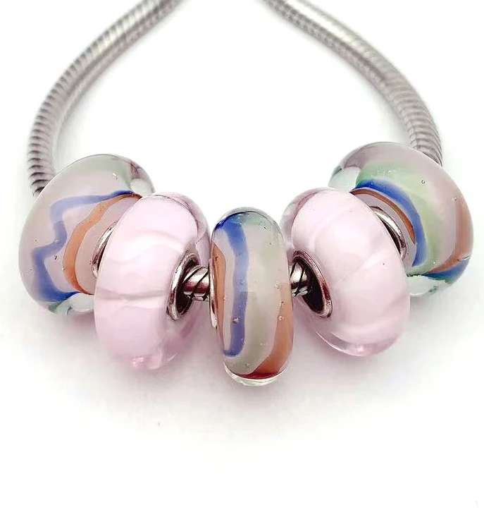 

YG957 5X 100% Authenticity S925 Sterling Silver Beads Murano Glassbeads NEW Fit European Charms Bracelet Diy Jewelry Lampwork