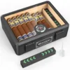Cigar Humidor,Full Glass Top Cigar Box with Humidifier and Hygrometer,Crushproof Case,Cedar Wood Lining Storage for 20-25 Cigars 1