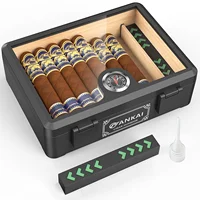 Cigar Humidor,Full Glass Top Cigar Box with Humidifier and Hygrometer,Crushproof Case,Cedar Wood Lining Storage for 20-25 Cigars 1