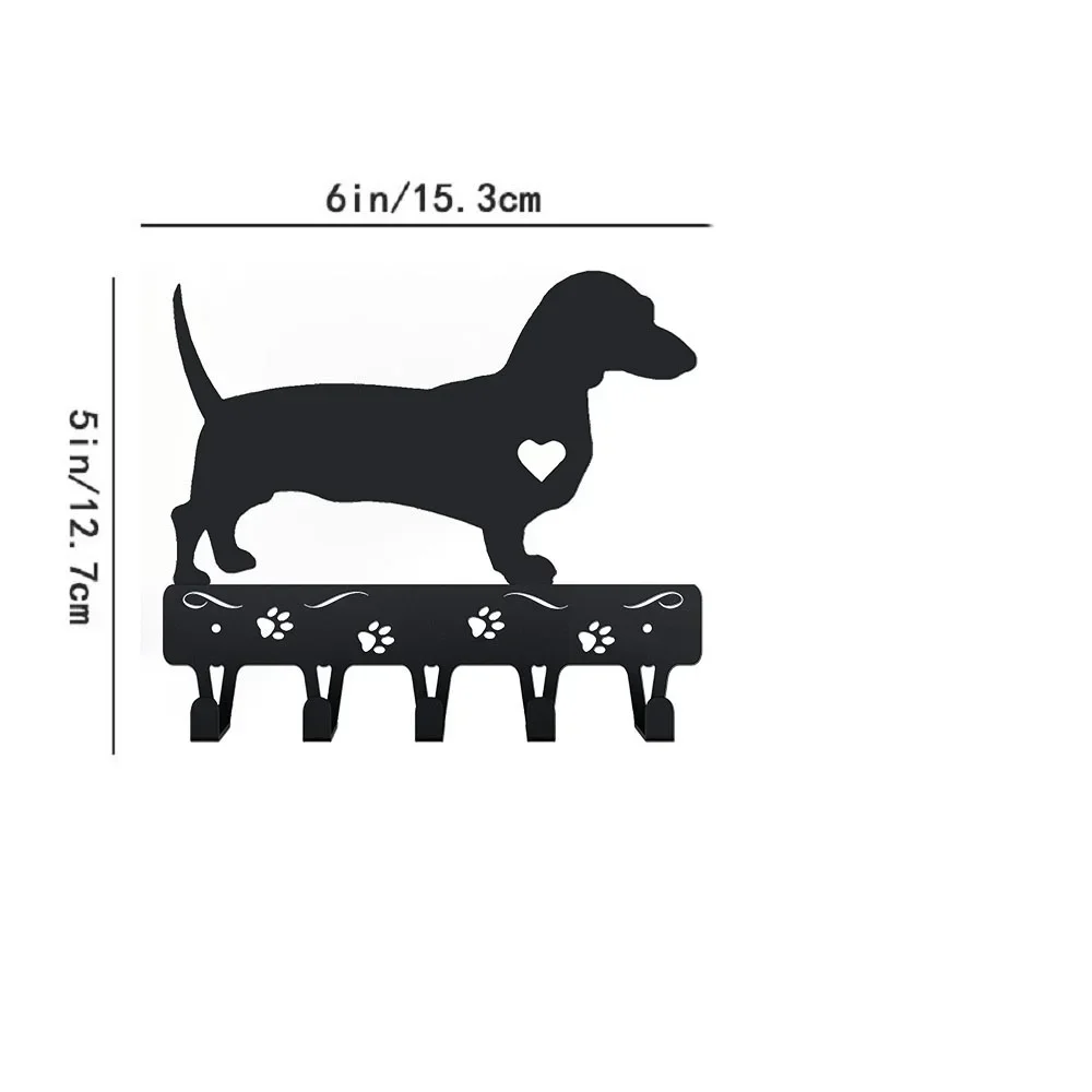Wall-Mounted Iron Crafts Key Rack and Dog Leash Hanger - 9-Inch Wide Metal Wall Art Hook for Hanging Keys and Leashes 2