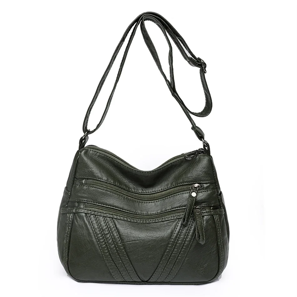 thumbnail image 1 of Bolso de hombro de piel sintética para mujer, moda 2024, bolsos de color liso, bolsos de mujer, bolsos de diseñador con múltiples cremalleras, bolso cruzado para mujer, 1 of 5