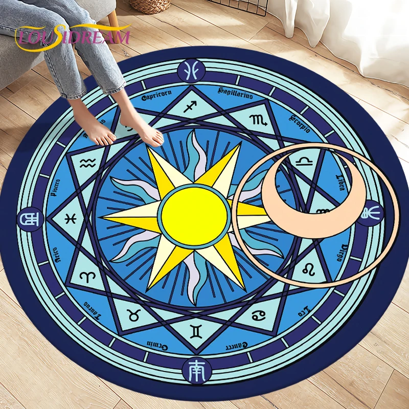 

Cartoon Cardcaptor Sakura Magic Circle Area Rug,Round Carpets Rug for Living Room Children's Room,Kids Play Non-slip Floor Mats