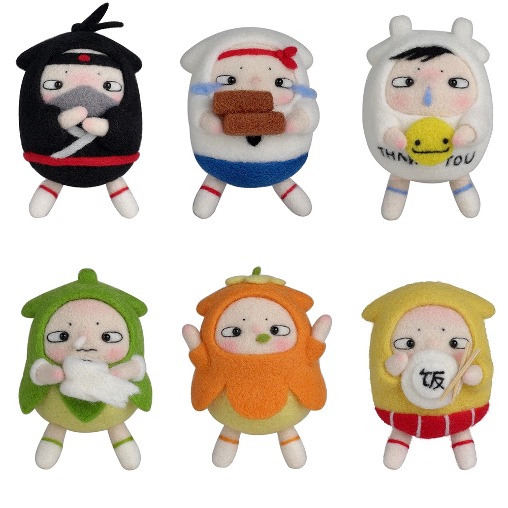 

Wool Felt Poke Poke Happy DIY Handmade Material Bag Moving Brick Society Fear Couple Pendant Key Chain Cartoon Doll Gift