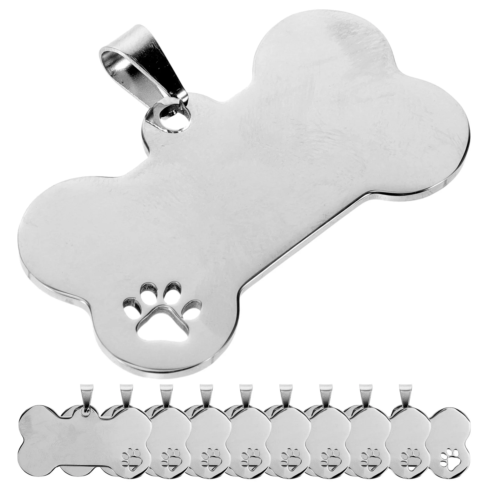 Dog Id Tag 10 Pcs Stainless Steel Dog Tags Personalized Engraved Pet Id Tags For Collars Harnesses Leads Bone Shape