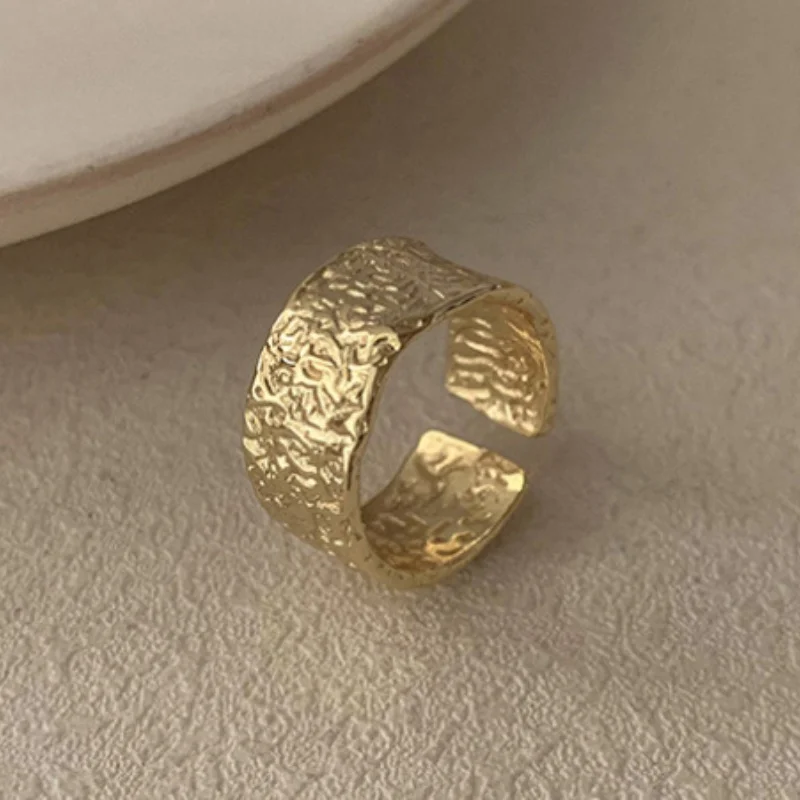 Silver Color Creative Irregular Concave Convex Gold Ring for Women Men Width Open Finger Rings Couple Jewelry Gifts