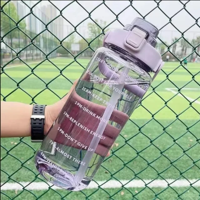 2 Liter Water Bottle with Straw Female Jug Girls Portable Travel bottles Fitness Bike Cup Summer Cold Water Jug with Time Marker 4