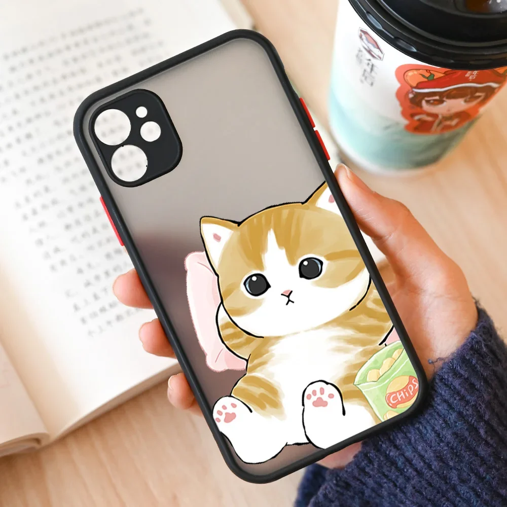 Adorable Cat Couple Cartoon Hard Matte Phone Case Cover