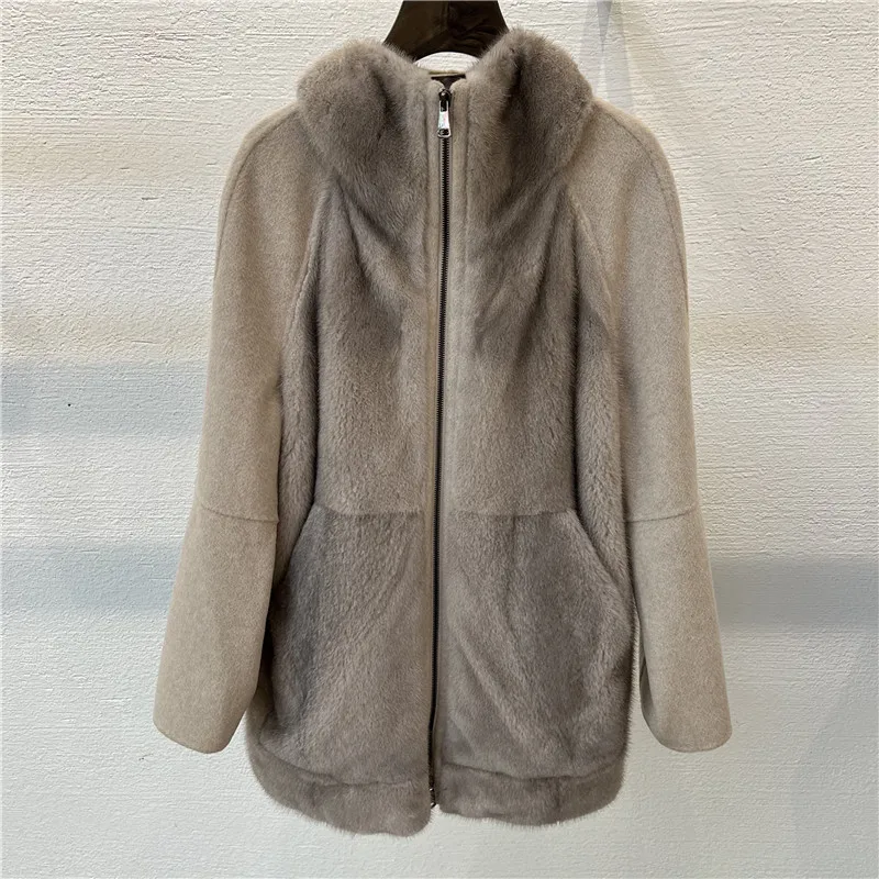 

2024 Women's Clothing High-end mink double-sided cashmere wool coat S5