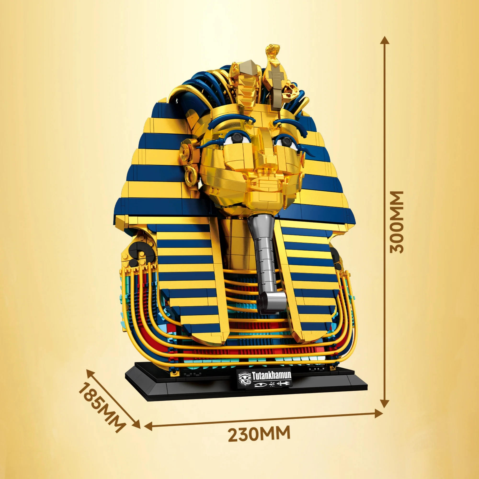 1603피스 이집트 황금 마스크 빌딩 블록 데스크탑 장식 투탕카멘 왕의 황금 마스크 브릭 장난감 성인용 선물