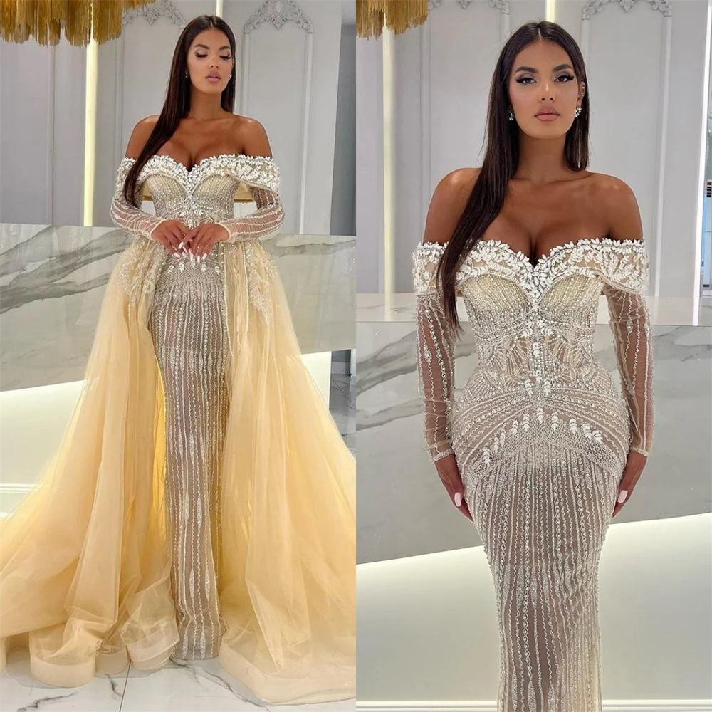 

Платье для выпускного вечера, изысканное платье-футляр с открытыми плечами и блестками, вечернее платье из органзы со складками и драпировкой