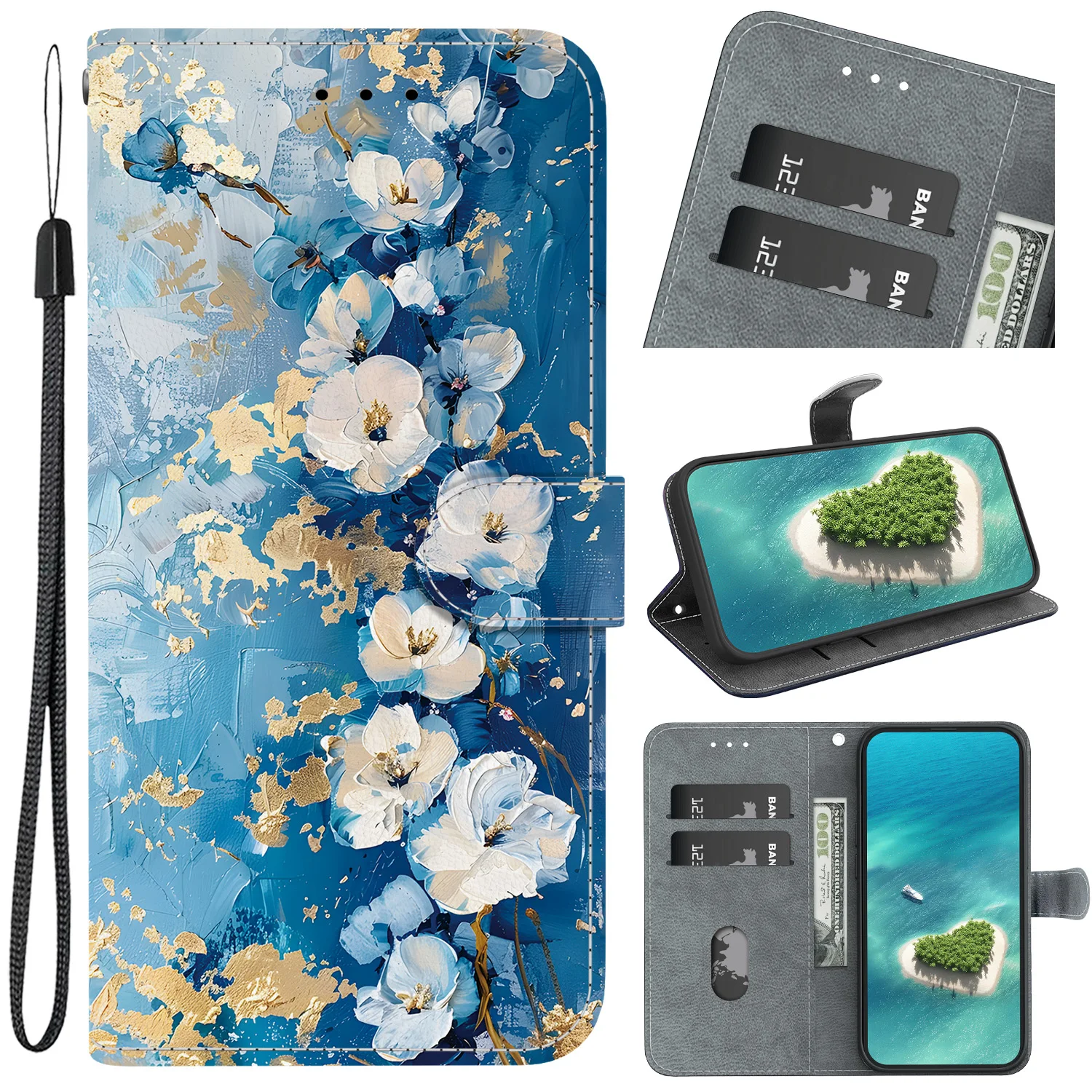 Premium Flip Leather Magnetic Wallet Phone Case with Book Design