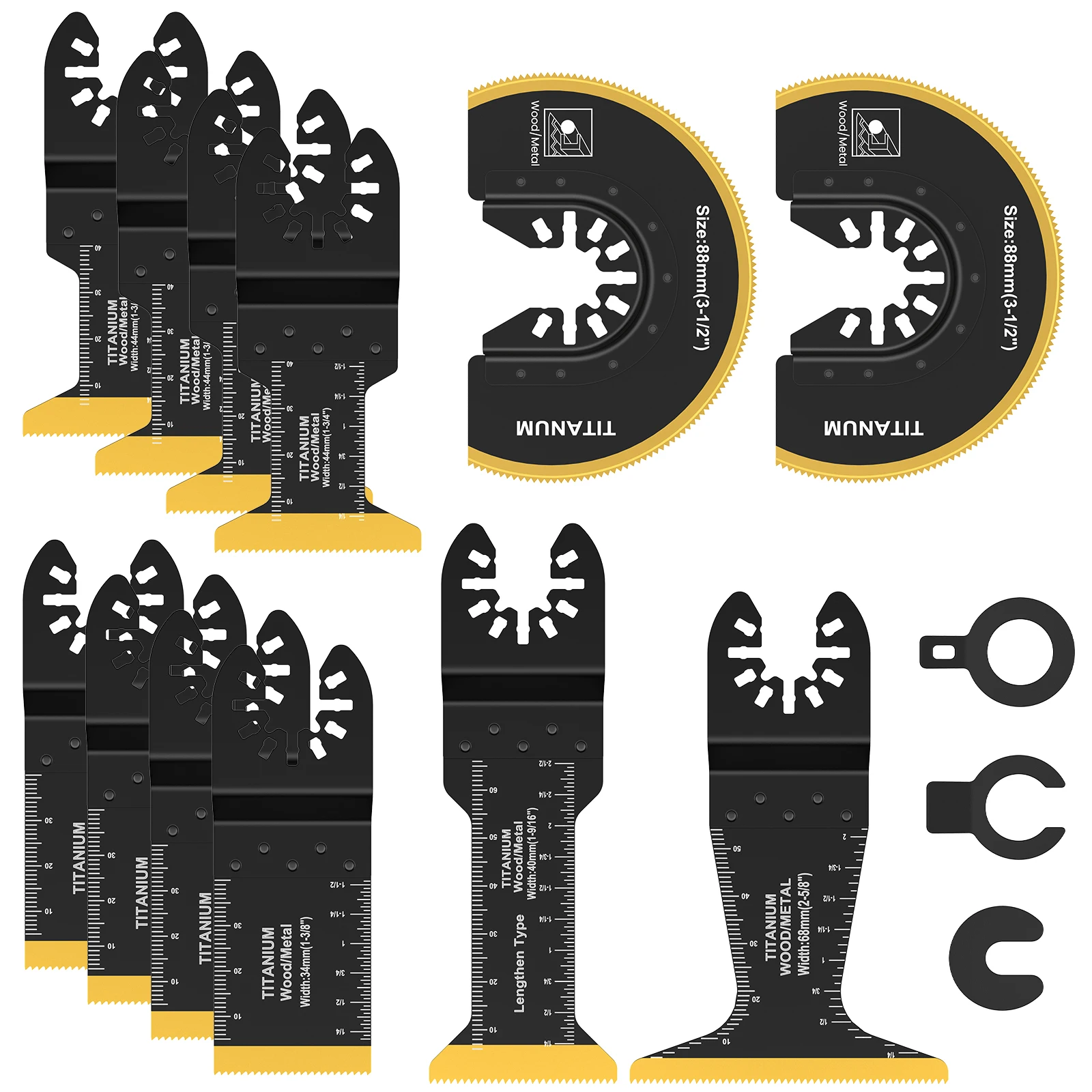 

12Pcs Oscillating Saw Blades Bi-metal Titanium Coated Multitool Blades Sharp Wear Resistant Oscillating Blades Fast Cutting Saw