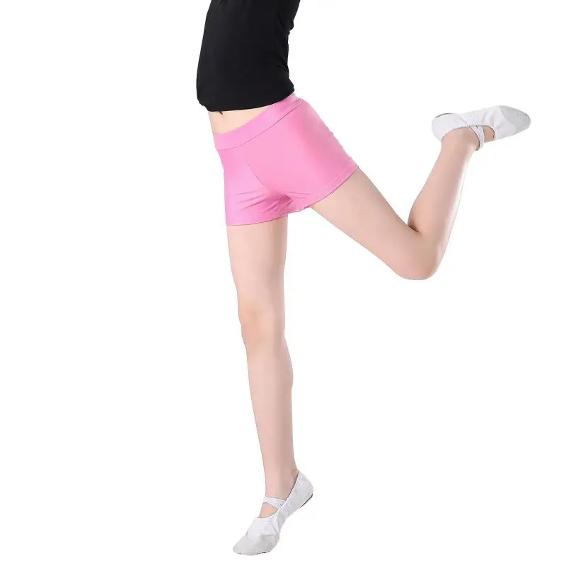 Girls Dance Shorts Pants Kids Bronzing Metallic Pants Elastic Children Glossy Gymnastic Dancewear Solid Sports Short Trousers