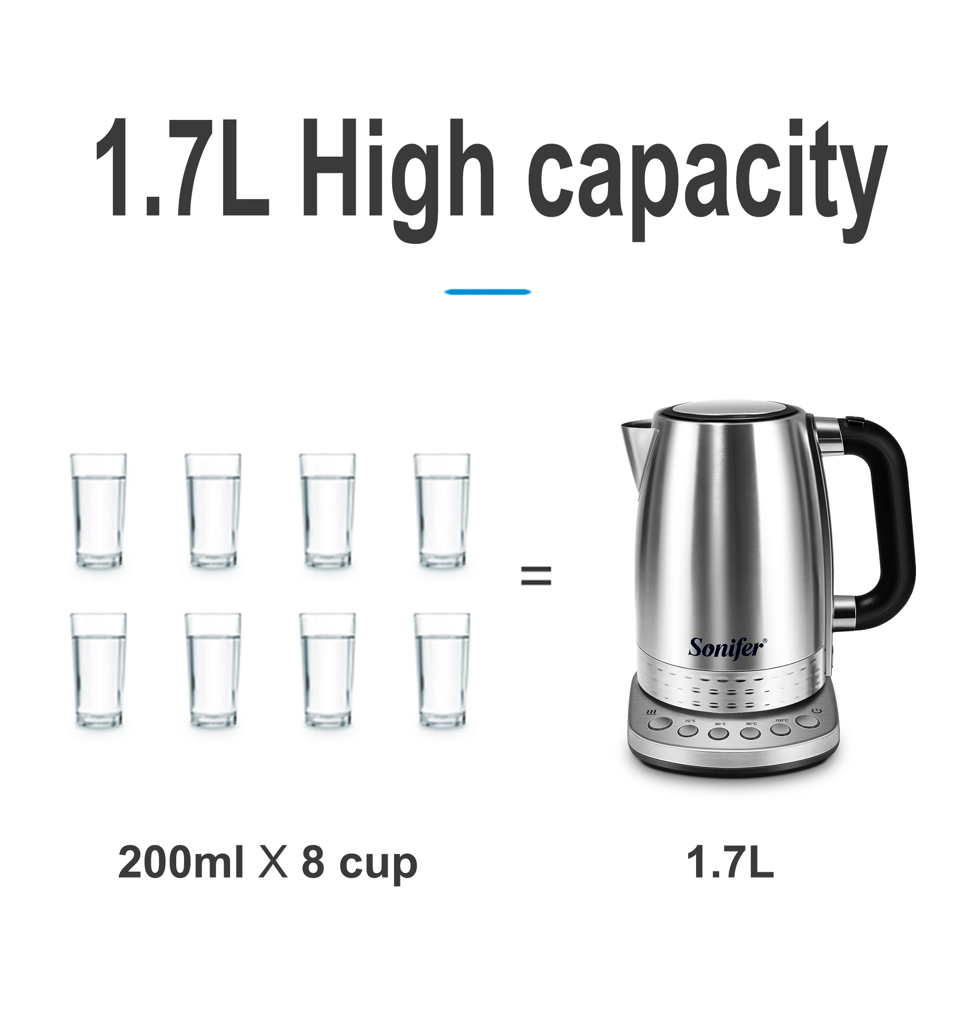 1.7L Electric Kettle Tea Coffee Thermo Pot Appliances Kitchen Smart