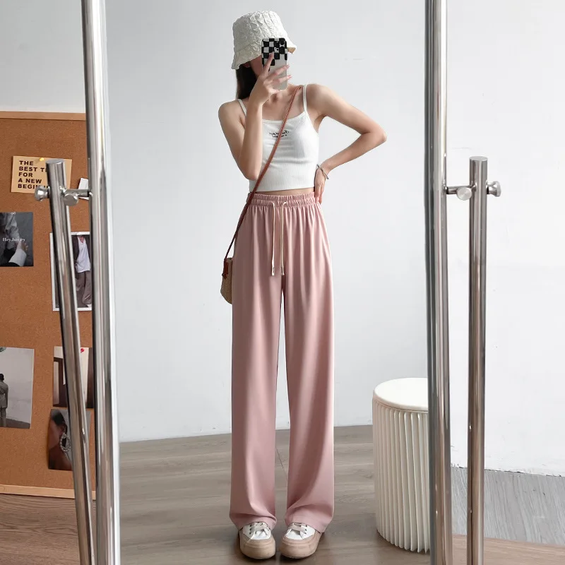 

Summer Suit Narrow Version Of Wide-Leg Pants Women High Waist Loose Straight Leg Pants Women Fashion Floor Length Pants Women