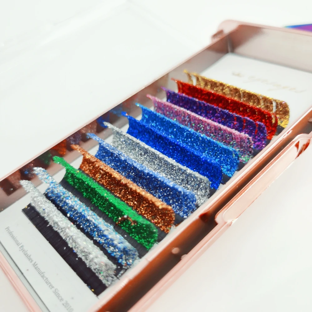Glitter False Eyelash Extension Diamond Shiny Colorful Russian Volume Individual Lash Fans Halloween Party Eyelash Women Makeup