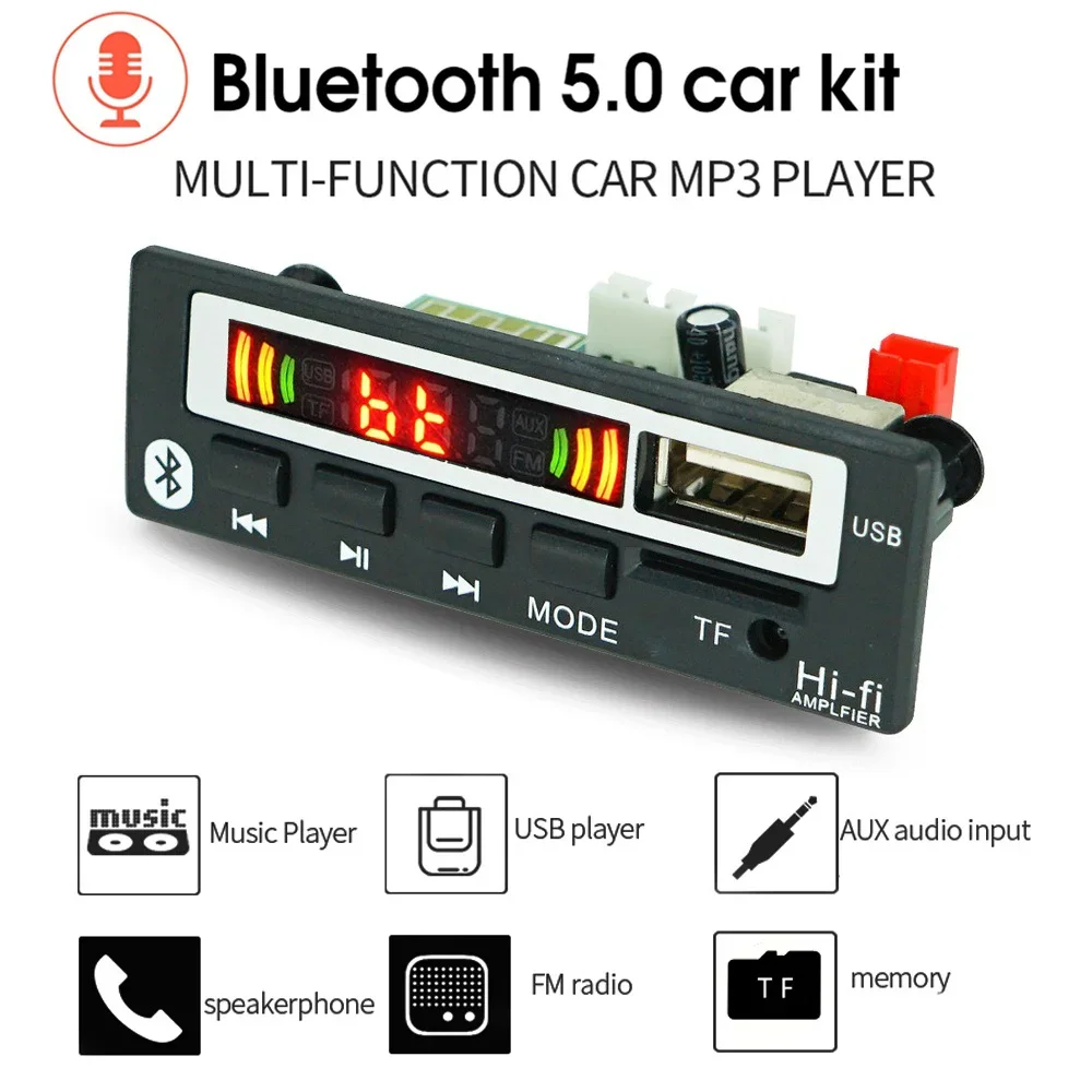 Wireless Bluetooth 12V MP3 WMA Decoder Board Audio Module Support USB TF FM Radio Module For Car Accessories