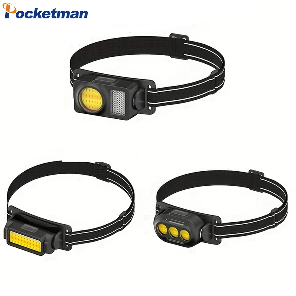 

Ultra Bright LED Headlamp USB Rechargeable Headlight Waterproof Head Lamp High Lumen COB LED Head Flashlight with Battery