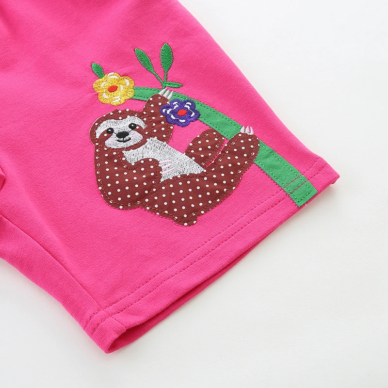 Baby Girls Children's Clothing Summer Embroidered Cartoon Monkey Short Pants Cotton 2-7 Years