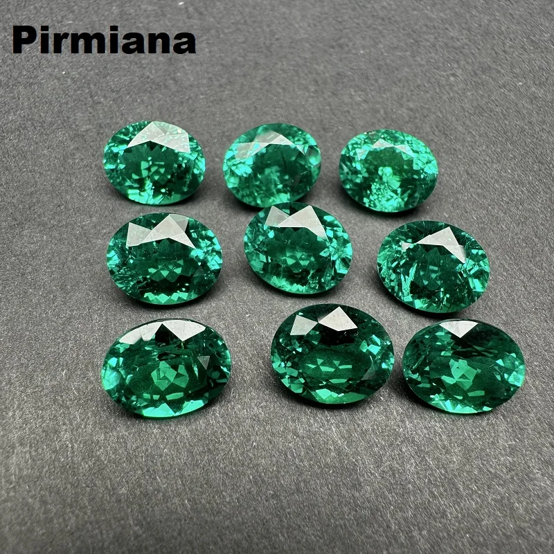 

Pirmiana Oval Brilliant Cut Hydrothermal Lab Grown Columbian Green Emerald Hand Made Gemstone for Jewelry