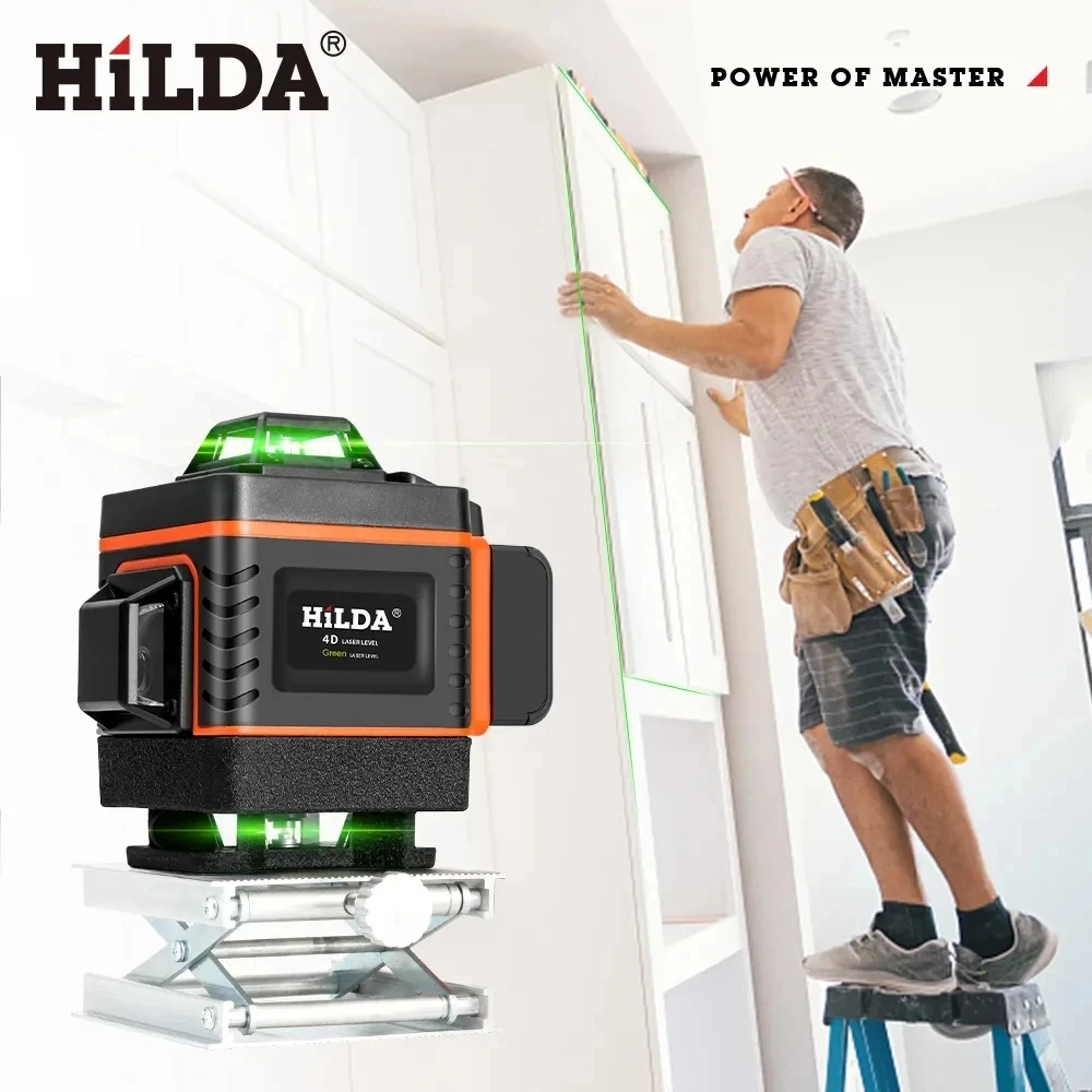 Laser Level HILDA 16/12Lines 4D Laser Level Green Line Self-Leveling 360 Horizontal And Vertical Green Beam