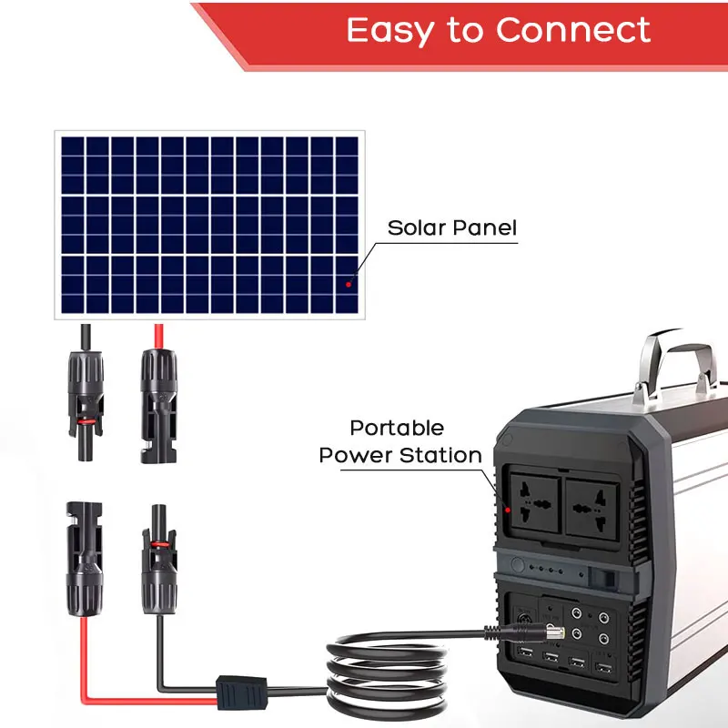 Solar Panel to DC5521 Charging Cable with DC7909 Adapter For Jackery Explorer 160/240/290/500/1000 Bluetti B80/EB3A/EB70 etc.