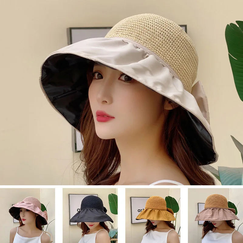 

New Big Eave Bow Summer Sunshade Fisherman Hat Outdoor Sun Protection Basin Hat Women'S Sun Hat Trend