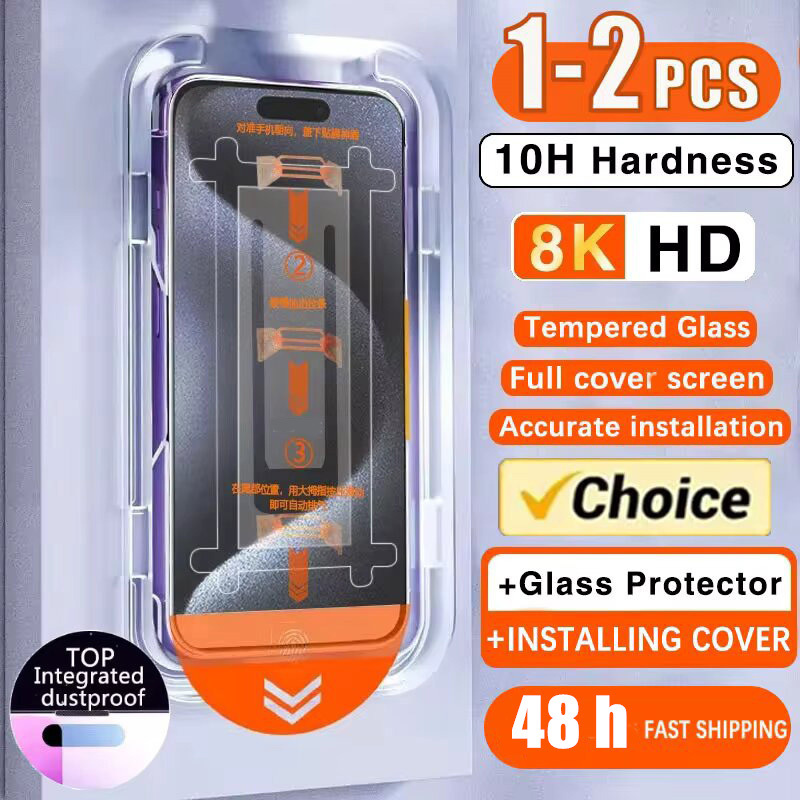  1-2pcs 8K HD Screen Protector For IPhone 17 Pro Max SE 2020 2022 iPhone 15 16 Pro 16e 14 13 12 Mini 11 8 7 Plus Auto-Dust Removl 