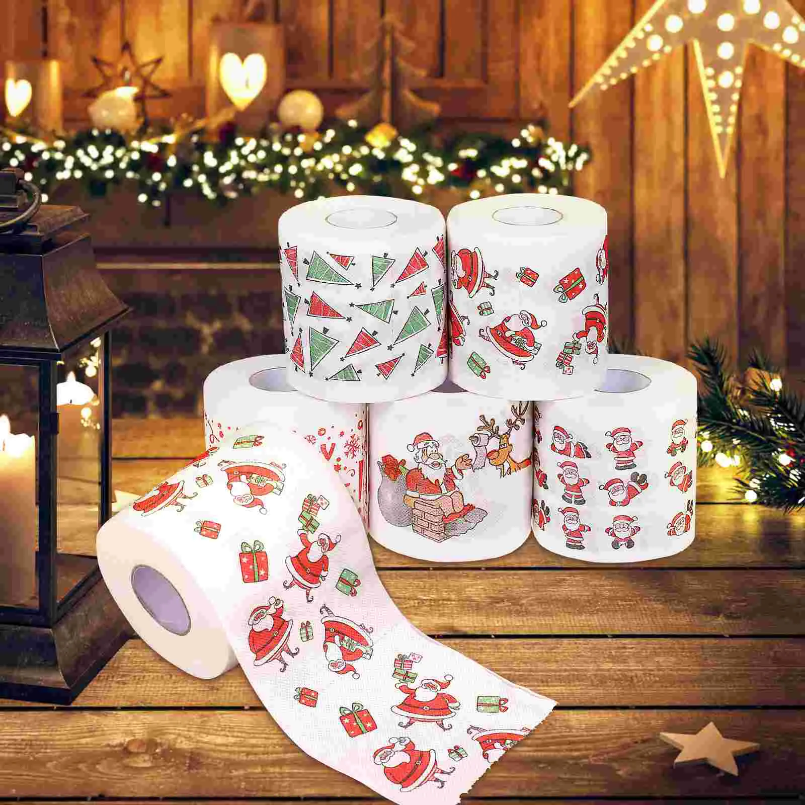 Christmas Toilet Paper Decoupage Napkins Crafts Printed Sanitary Tissue Party Supplies Gift Disposable Handkerchiefs Lot