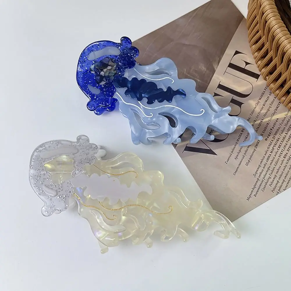 1Pcs Neue Shark Quallen Haar Clip Acetat Labge Marine Leben Haar Klaue Sommer Strand Bunte Haar Zubehör Frauen Mädchen – Detail 39