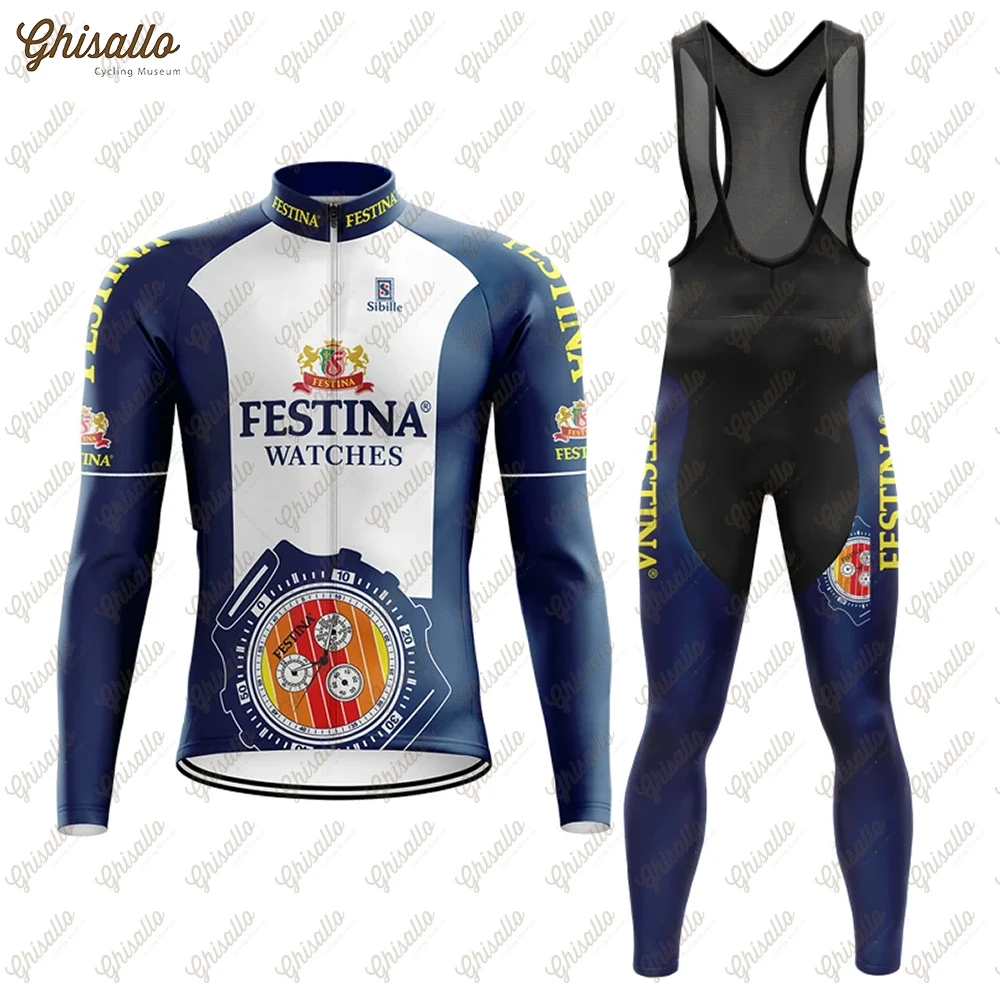 

Retro Triathlon Cycling Jersey Set, Thermal Fleece, Thin Long Sleeve, Cycling Clothing, MTB Bike Clothes, Winter Suit, New