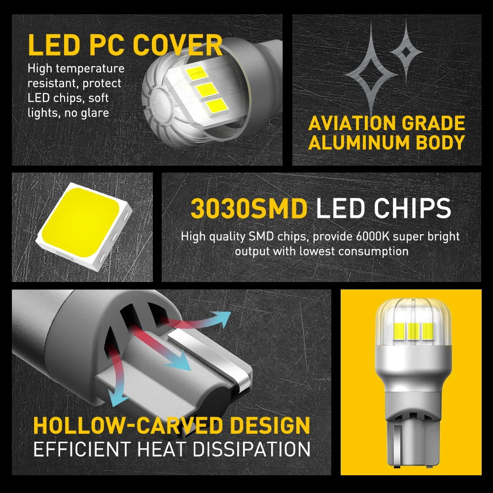 AUXITO 2Pcs T15 Led  Canbus W16W 912 921 Revering  ڵ   T10 W5W ڵ ׸ Ʈ ̵ Ŀ ̷ 