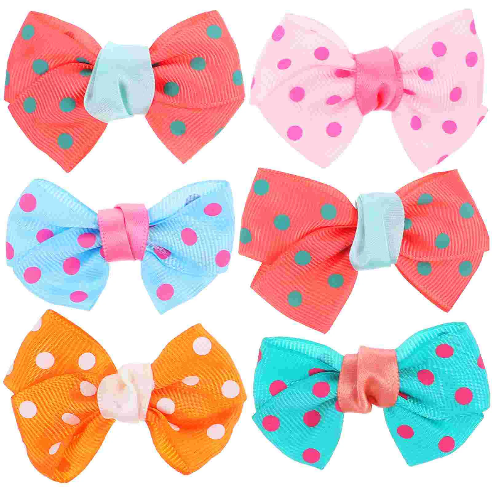 

6 Pcs Pet Hair Clips Bowknot Supplies Pin Dots Barrette Pins Bobby Barrettes