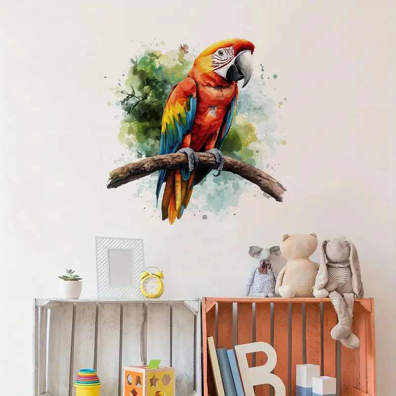 90601#Colored parrot Toilet Stickers Decoration for Living Room, Wall, Bedroom, and Home Decor Car Decals Self-Adhesive