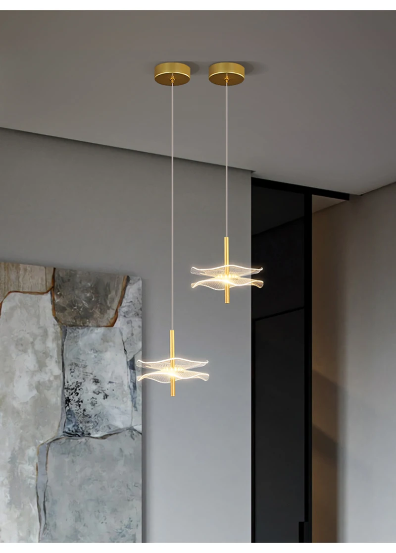 Lámpara colgante LED nórdica, accesorio de iluminación interior, para mesas de comedor, sala de estar, escaleras, decora