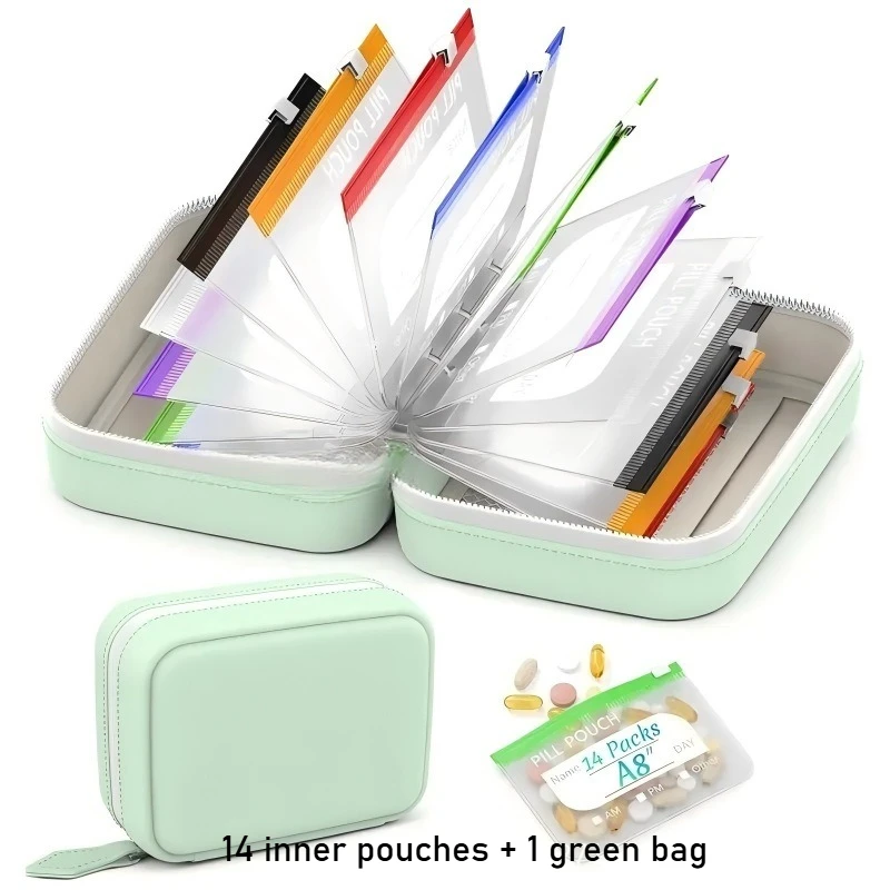 Enhanced Weekly Pill Organizer Set with Color-Coded Daily Pouches